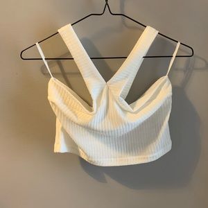 White cross strap tank top.